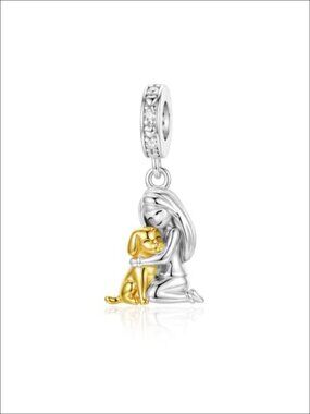 925 Sterling Silver Love Puppy Heart Dangle Charm Bead for Bracelet Necklace